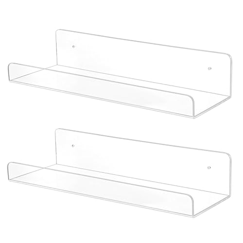 TONICE 2-Pack Wall-Mounted Acrylic Floating Shelves - 6in Storage for Home & Office