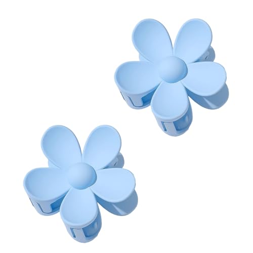 Large Blue Floral Hair Claw Clips Set of 2 for Thick Hair
