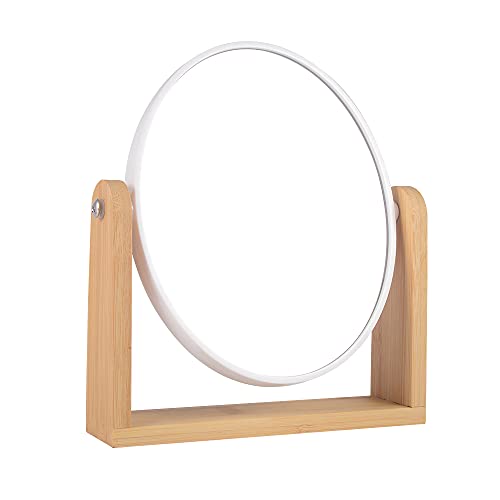 LOTIKO Double Sided Makeup Mirror, 1X/3X Magnifying Mirror with Bamboo Stand
