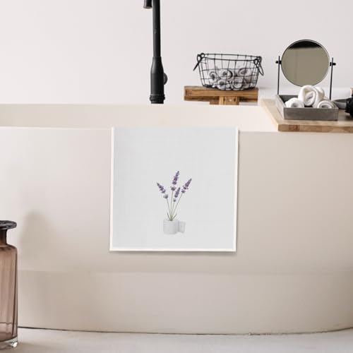 Lavender Hand Towels - Floral Microfiber Bathroom Decor, 16x24"