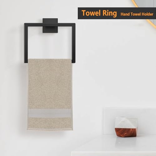 JOPOFI Matte Black Towel Ring - Hand Towel Holder for Bathroom