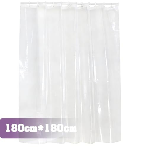 Clear Shower Curtain - 180x180cm Heavy Duty PEVA with Grommets