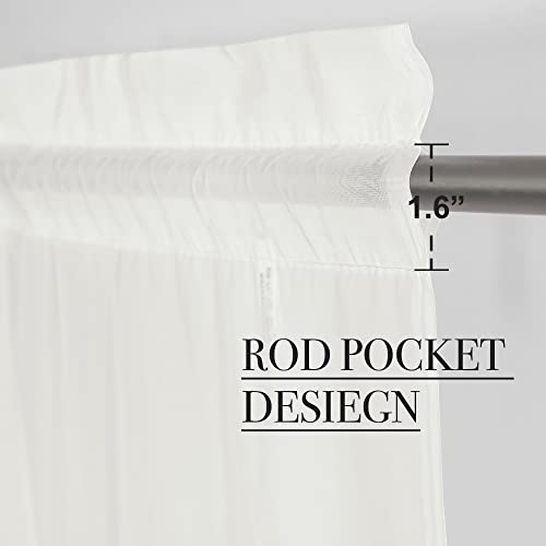 NICETOWN Beige Sheer Curtains 60"W x 63"L (Pack of 2) - Voile Window Treatment
