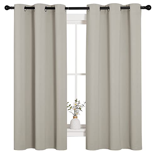 NICETOWN Blackout Curtains - 42"W x 63"L Natural Grommet Drapes (2 Panels)