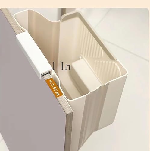 Yansanido Medium Foldable Trash Can - White Hanging Garbage Can for Kitchen & Office