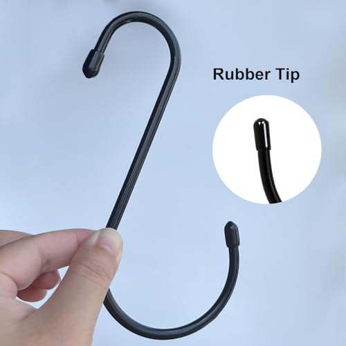 Heavy Duty 6-Inch Vinyl Coated Steel S Hooks - 4-Pack for Closet & Plant Hanging