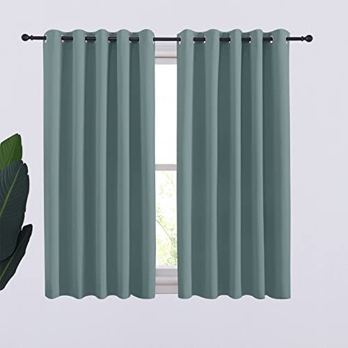 NICETOWN Thermal Insulated Blackout Curtains - Greyish Blue, 70"W x 54"L