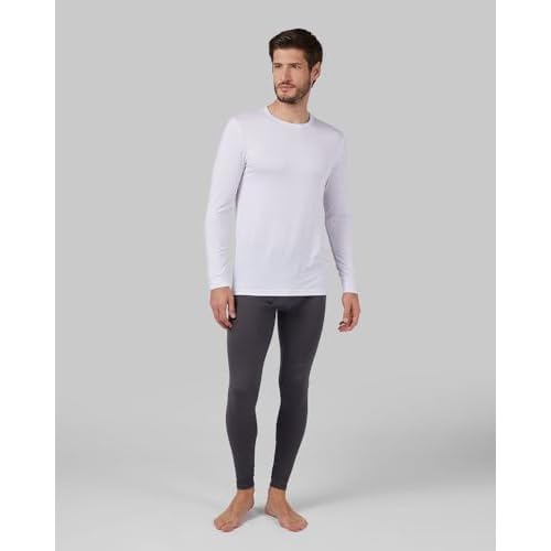 32 Degrees Heat Men's Lightweight Crew Base Layer Thermal Top | Form Fitting | Long Sleeve| 4-Way Stretch, White, X-Large
