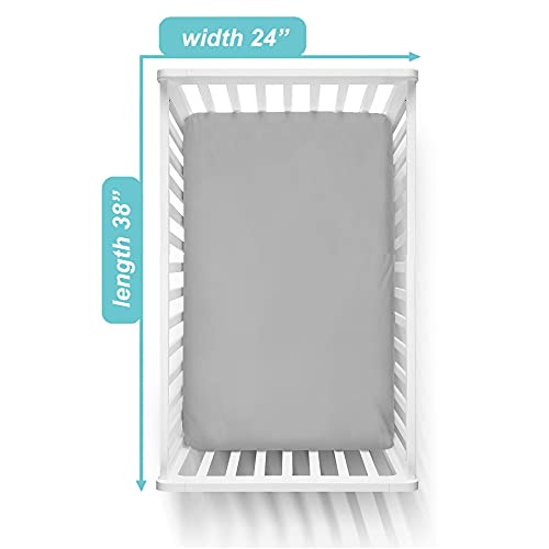 Fitted Mini Crib Sheets 2-Pack, 100% Cotton Jersey, Gray - 38x24"