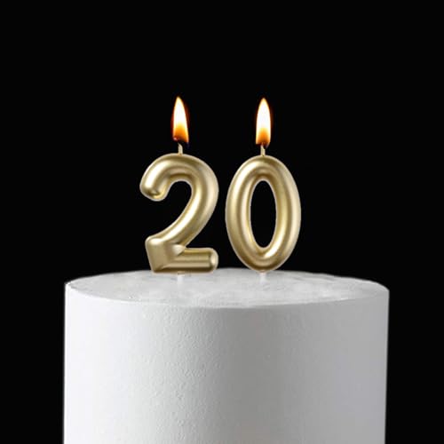 20th Birthday Candles - Glitter Gold Number 20 (2 pcs)
