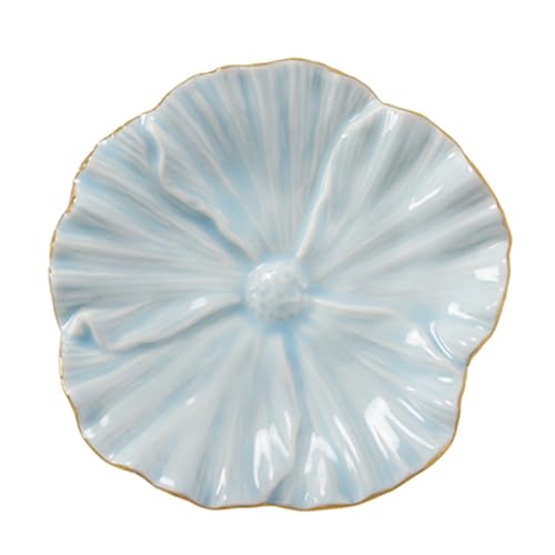 Maxsirui Ceramic Flower Ring Dish - Blue Jewelry Trinket Tray