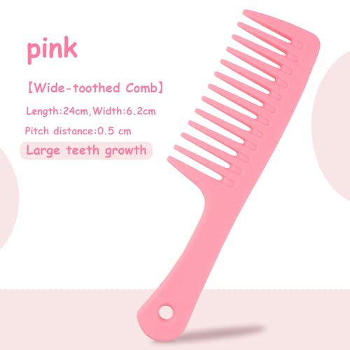 Asofelk 4-Piece Pink Wide Tooth Comb Set for Thick Curly Hair