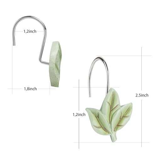 12pcs Leaf Shower Curtain Hooks - Rust Proof & Heavy Duty