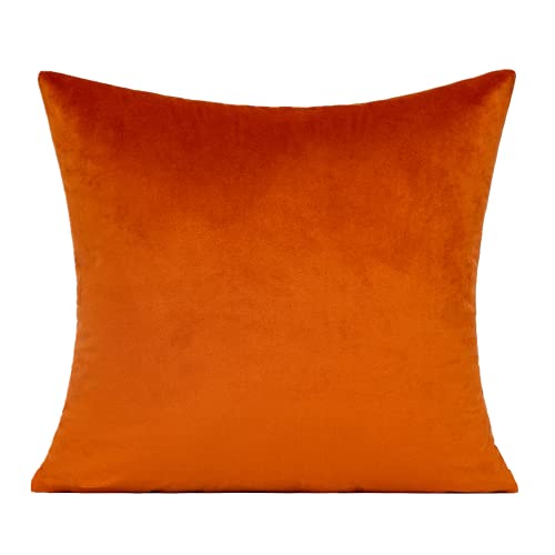 Burnt Orange Velvet Throw Pillow Covers - Set of 2, 18x18