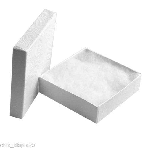 RJ Displays 6-Pack White Cotton-Filled Jewelry Gift Boxes, 3.5" x 3.5" x 1"