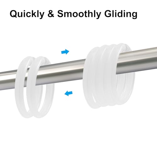 Hitefu 12 Pack Clear Plastic Shower Curtain Rings - O-Shaped Hooks