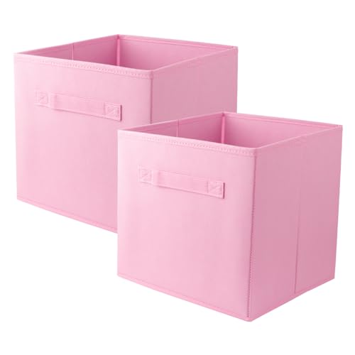 Gwaxise 10.5" Collapsible Storage Cubes - Pink Fabric Bins (2-Pack)