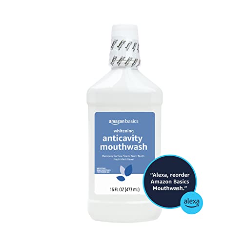Amazon Basics Whitening Anticavity Mouthwash, Fresh Mint, 16 Fl Oz