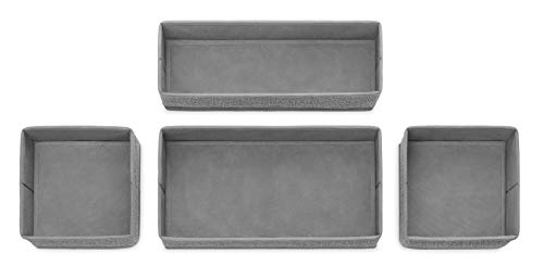 Whitmor Set of 4 Crosshatch Gray Drawer Organizers - Collapsible Storage Bins