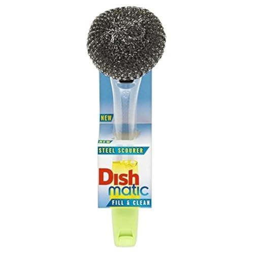 Dishmatic Washing Up Brush with Steel Scourer - Durable & Ergonomic
