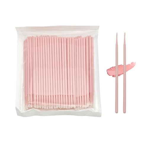 Micro Cotton Swabs for Eyelash Extensions 100-Pack - 2mm Pink Tip Applicators