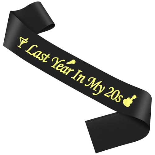 29th Birthday Sash - Black Satin with Rose Gold Foil - Perfect Gift