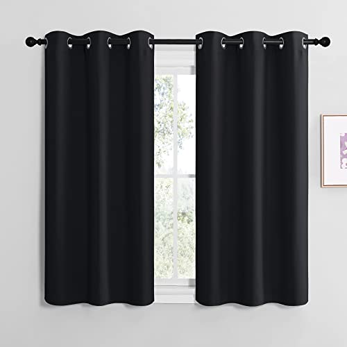 NICETOWN Black 42" x 50" Blackout Curtain Panels - Set of 2 Grommet Drapes