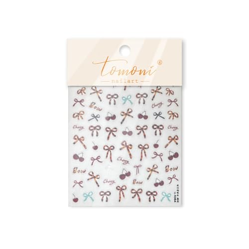 5D Embossed Retro Bow Nail Art Stickers Self-Adhesive Winter Decals