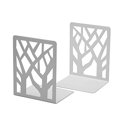 Spillbox White Metal Bookends - Heavy Duty Non-Slip Holders