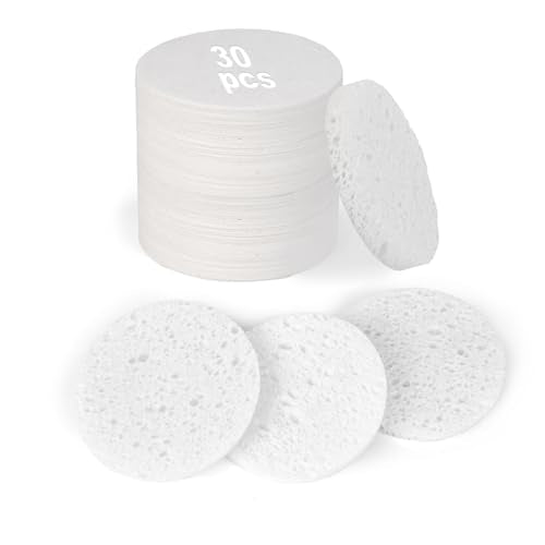 Compressed Facial Sponges 30-Count Natural Cellulose Makeup Remover