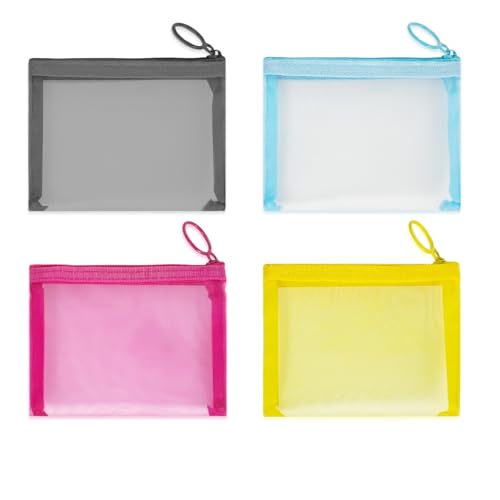 CarryEpic Mini Mesh Pouches - 4 Pack Small Zipper Bags for Purse