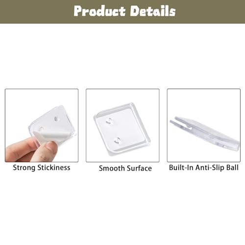 Clear Shower Curtain Splash Guard Clips - Self-Adhesive Set of 8