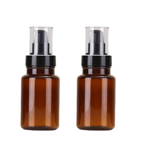 QUUPY 4oz Amber Plastic Lotion Pump Bottles 2Pcs Leakproof Refillable Travel Dispenser
