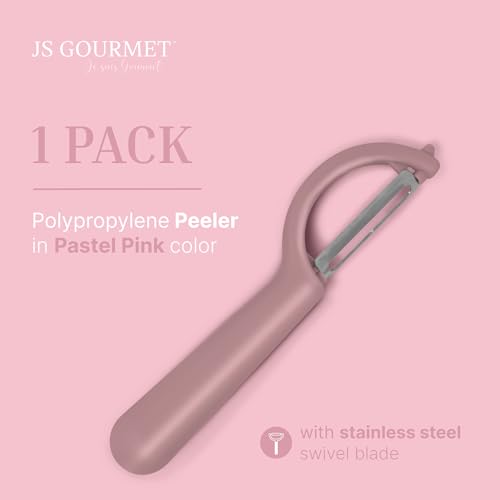 JS Gourmet Swivel Vegetable Peeler with Potato Eyer - Pastel Pink