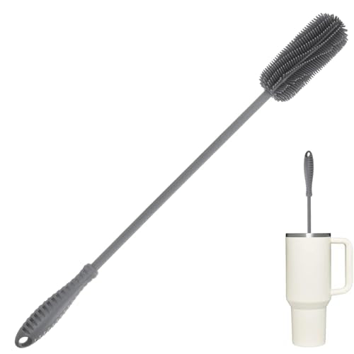15.7" Extra Long Silicone Bottle Brush - Gray for Narrow Neck Bottles
