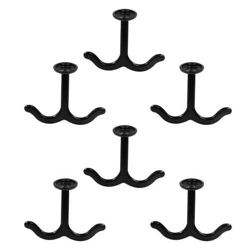 Moicstiy Black Zinc Alloy Double Prong Ceiling Hooks - 6 Piece Set