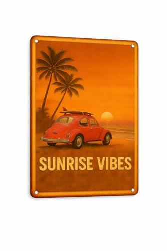 VANCU Surfboard Metal Sign - Tropical Beach Wall Art Decor