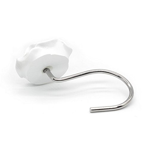 BEAVO White Rose Shower Curtain Hooks - Set of 12 Rustproof Rings