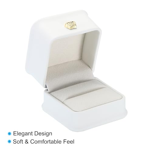 PATIKIL White Velvet Ring Box 2 Pack Wedding & Proposal Jewelry Holders