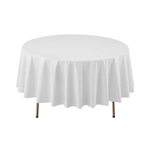 Heavy Duty 84-Inch Round Plastic Table Cover - White
