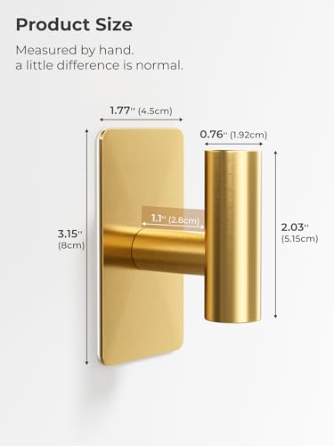 Gold Heavy Duty Adhesive Wall Towel Hooks - 2 Pack