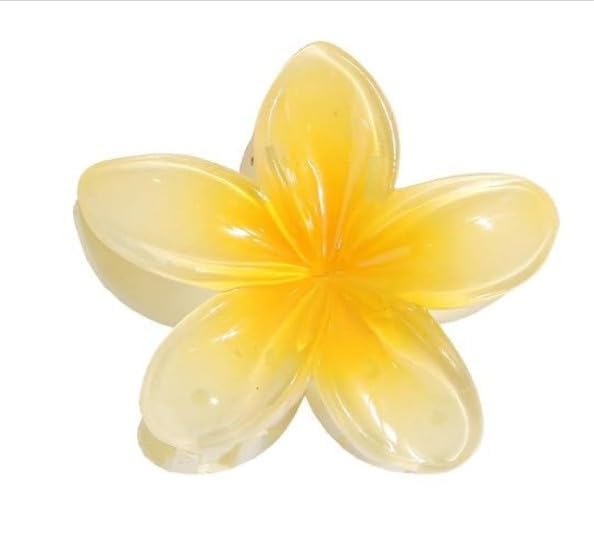 Creamy Yellow Plumeria Flower Claw Clip for Thick Hair