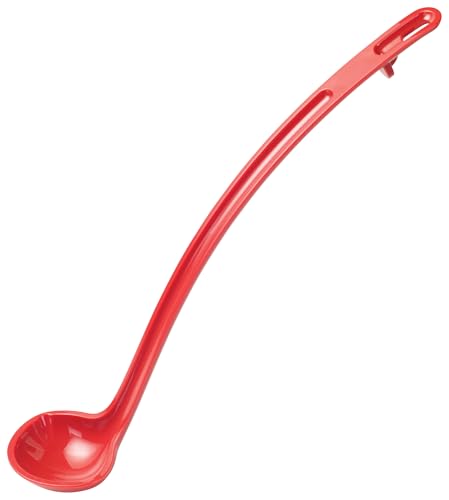 Winco 1 oz Red Dual Spout Plastic Ladle - Drip Free, NSF Listed