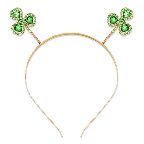 St. Patrick's Day Green Rhinestone Shamrock Headband Lucky Hair Hoop