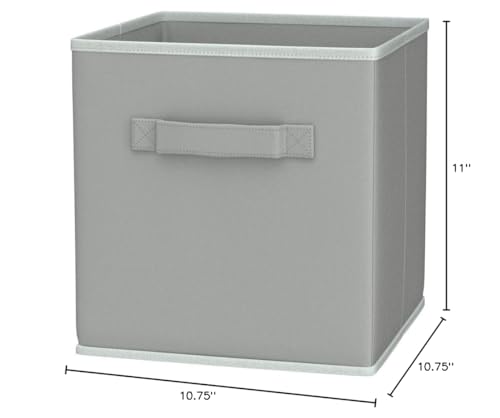 Simple Houseware Foldable Cube Storage Bins, 11-Inch Gray, 6-Pack Fabric Cubes Organizer for Closet or Shelves