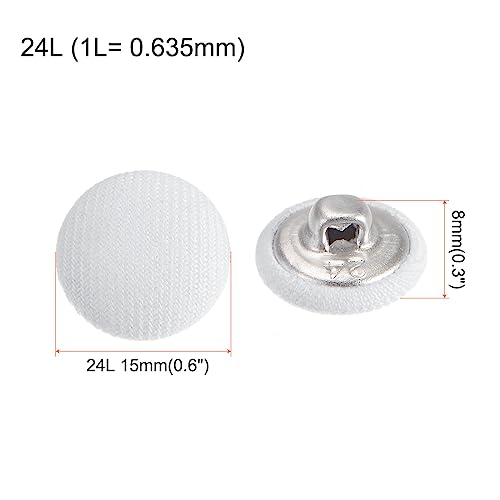 HARFINGTON 10pcs 15mm Fabric Covered Round Sewing Buttons - Creamy White