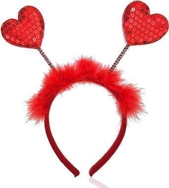 Red Sequin Heart Headband Love Hair Accessory for Valentine's Day Party