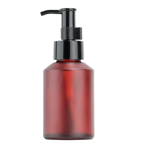 200ML Frosted Glass Wine Red Soap Dispenser with Black Pump - Refillable Lotion Bottle for Bathroom & Kitchen