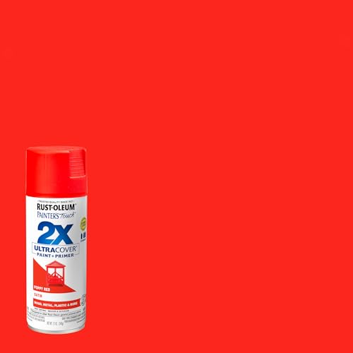 Rust-Oleum Painter's Touch 2X Spray Paint, Satin Poppy Red, 12 oz