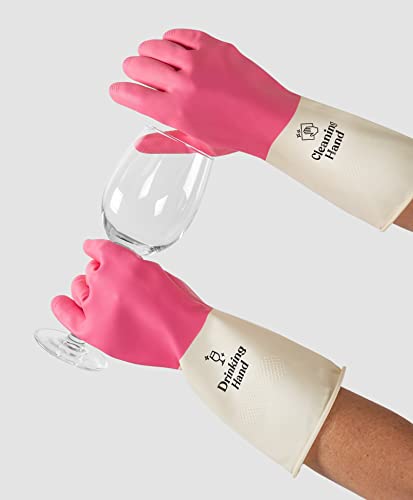 Wine Wash Pink Reusable Kitchen Cleaning Gloves - Comfortable & Durable